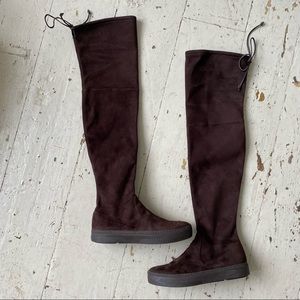 Stuart Weitzman Dark Brown Stretch Suede Over The Knee Boots